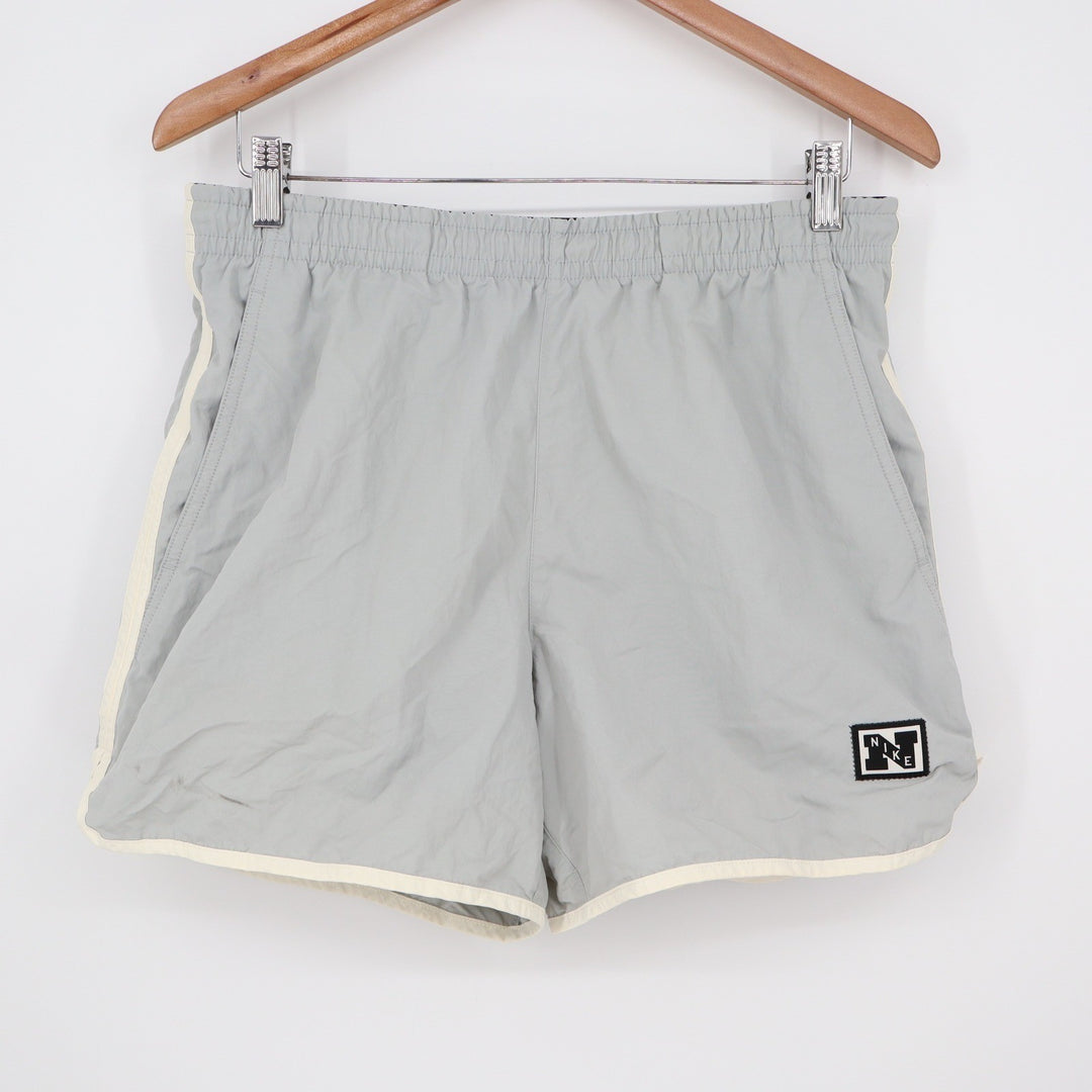 Nike Dri-FIT Nylon Running Shorts Mens Medium Grey Retro Block Logo 8877
