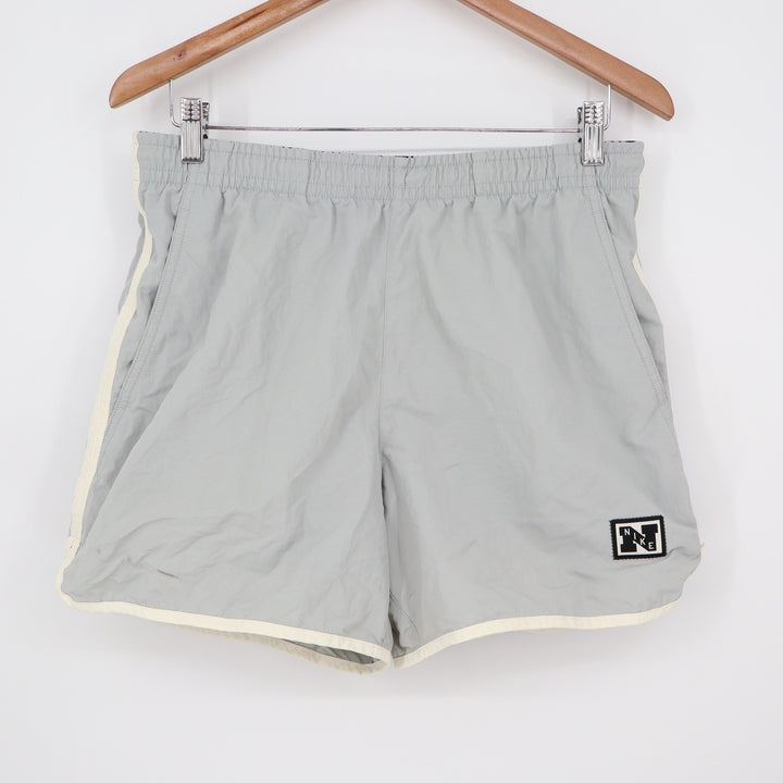 Nike Dri-FIT Nylon Running Shorts Mens Medium Grey Retro Block Logo 8877