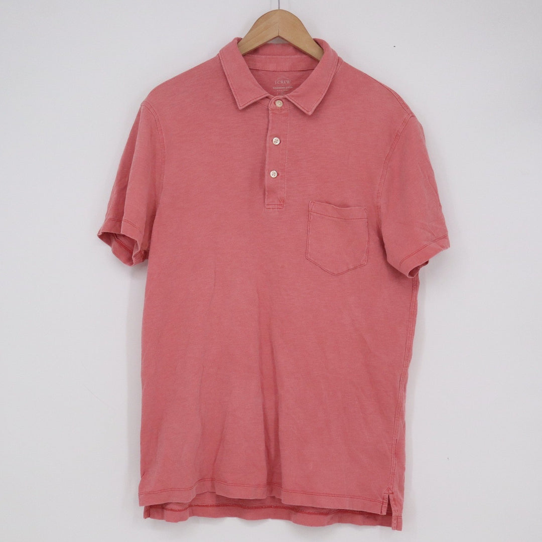 J. Crew Mens Garment-Dyed Slub Cotton Polo Shirt L Faded Red Coral