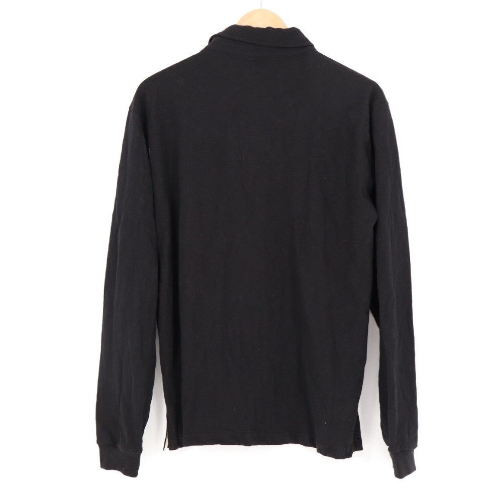 American Giant Long Sleeve Black Cotton Polo Shirt Mens Size M Made in USA