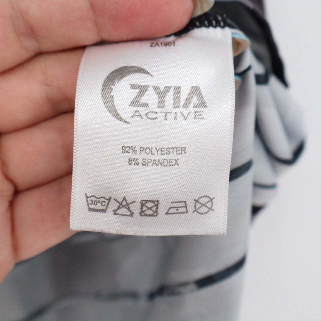 Zyia Tank Women M Gray Camo Striped Racerback Activewear Excellent
