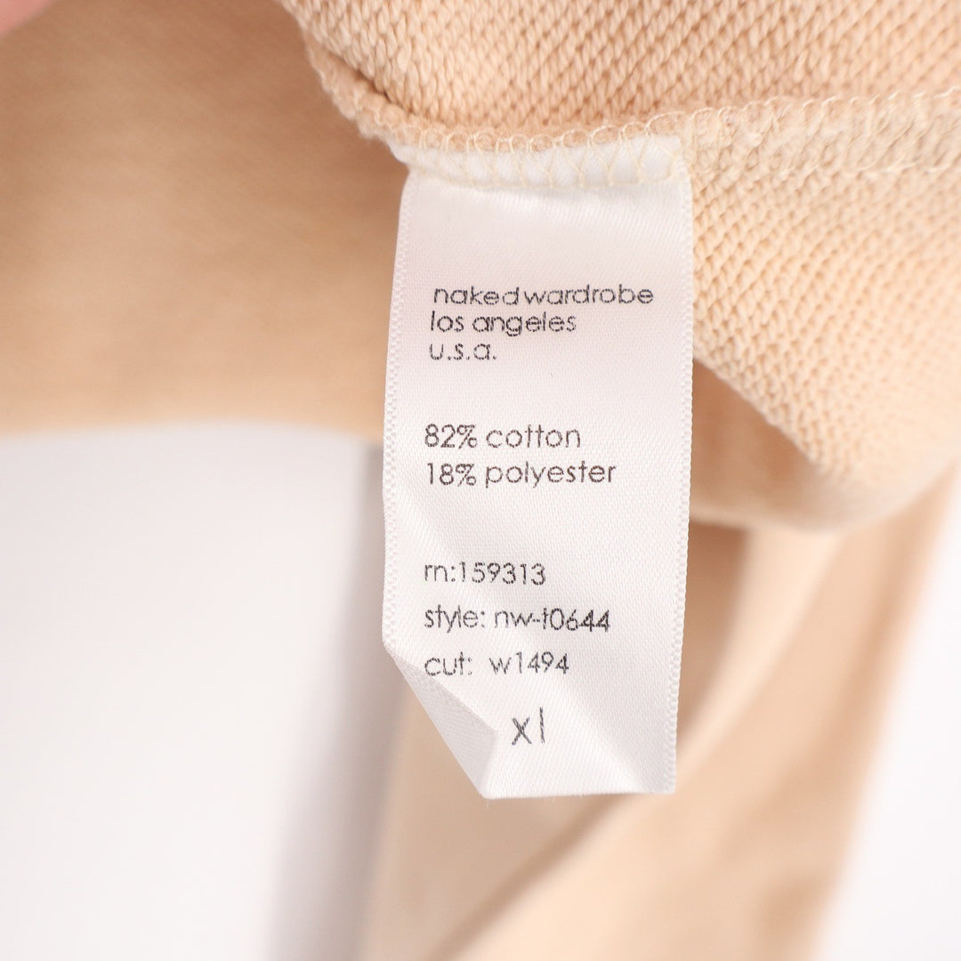 Naked Wardrobe Cropped Sweatshirt XL Beige Raw Hem Long Sleeve