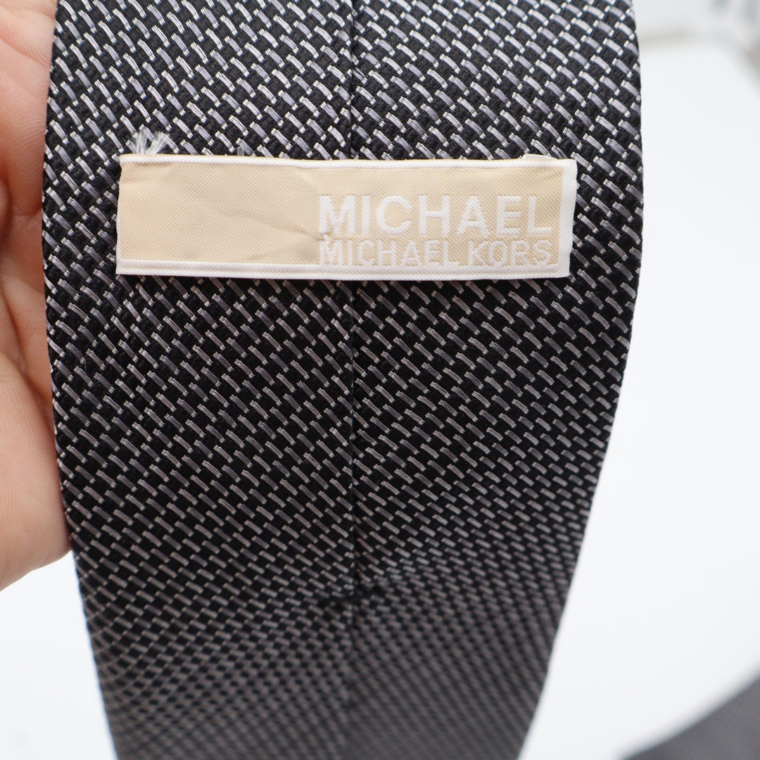 Michael Kors Necktie Mens OS Micro-Check Textured Black White Grey Excellent