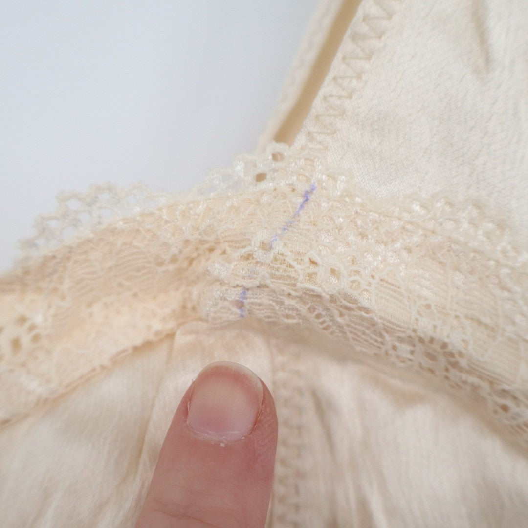 Zara Bodysuit Womens Small Cream Satin Stretch Underwire Side Zip Wide Strap