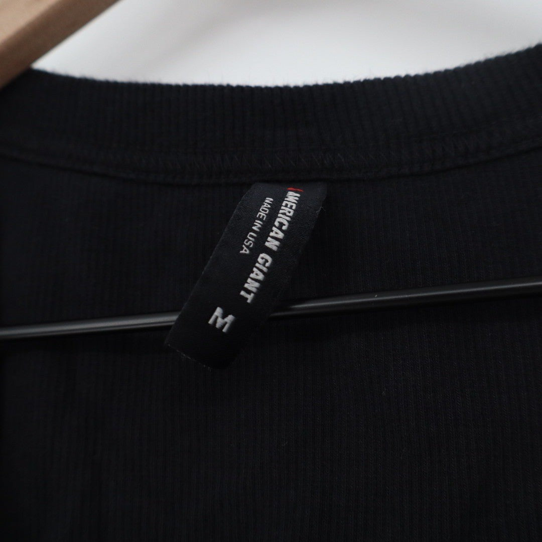 American Giant Womens Black Ribbed Tank Top Size M Made in USA Scoop Neck Basic