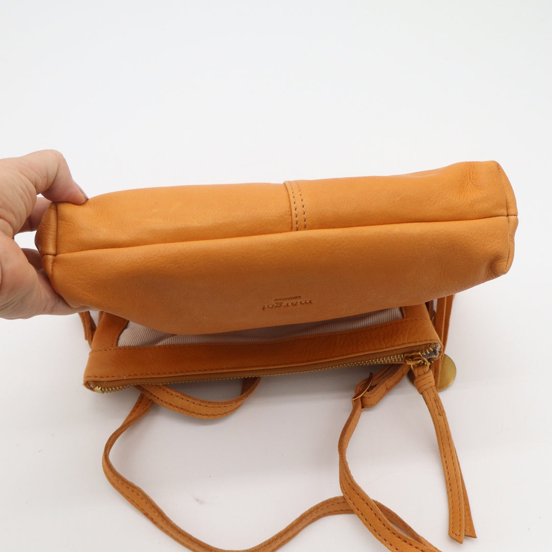 Margot New York Mustard Yellow Leather Foldover Crossbody Bag Gold Hardware