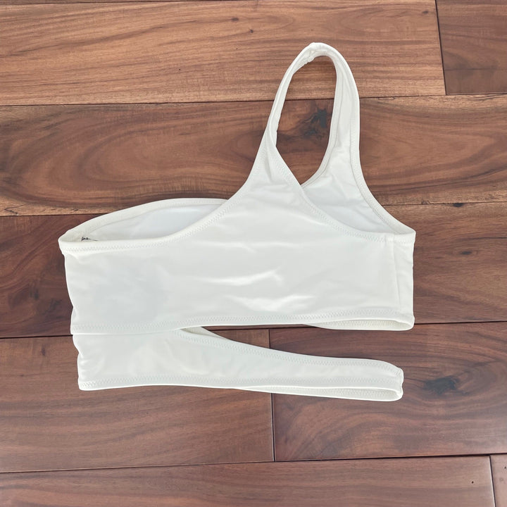 Lulus White One Shoulder Cutout Swim Top Bikini Top Size M