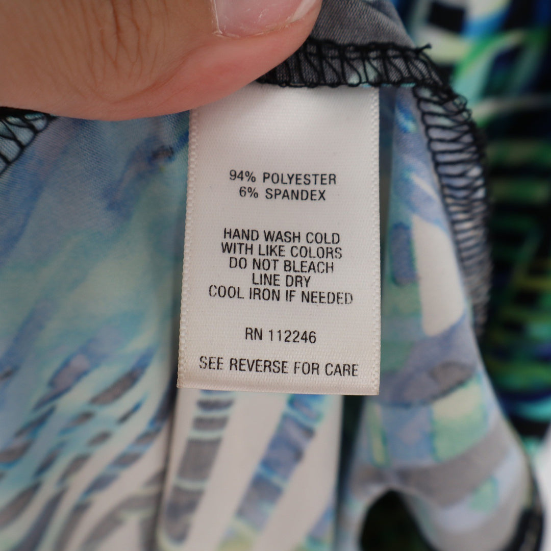 Sami & Jo Dress Womens 2X Maxi Geometric Palm Blue Green Sleeveless Excellent