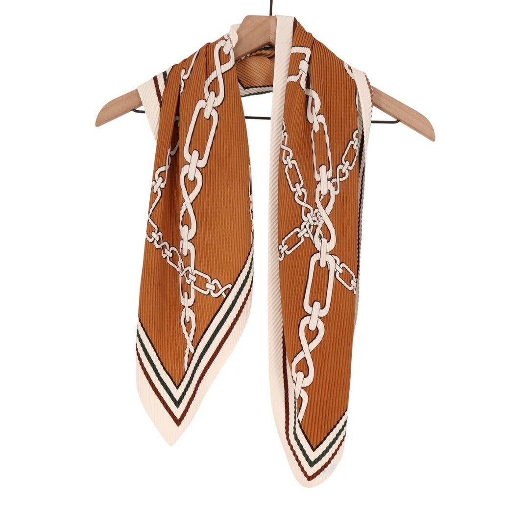 Scarf Womens One Size Brown White Knit Chain Link Winter Wear Neck Warmer Cozy