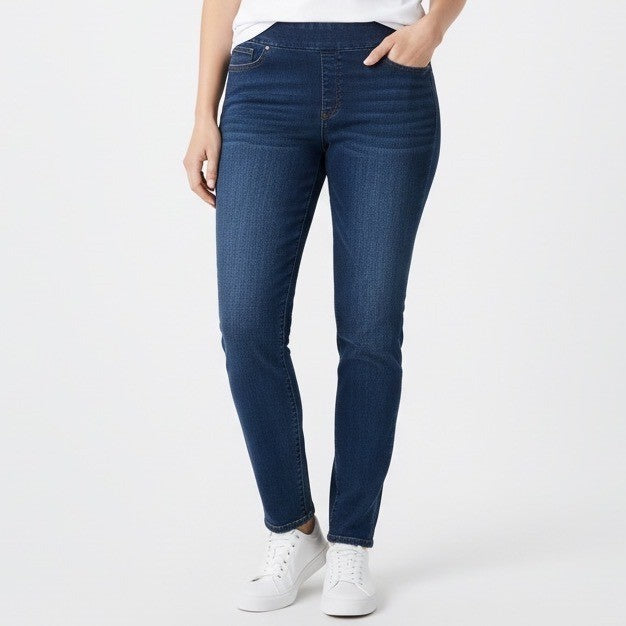 Chico's Ankle Jeggings Womens 14R Blue Denim High Rise Skinny Leg Street Wear