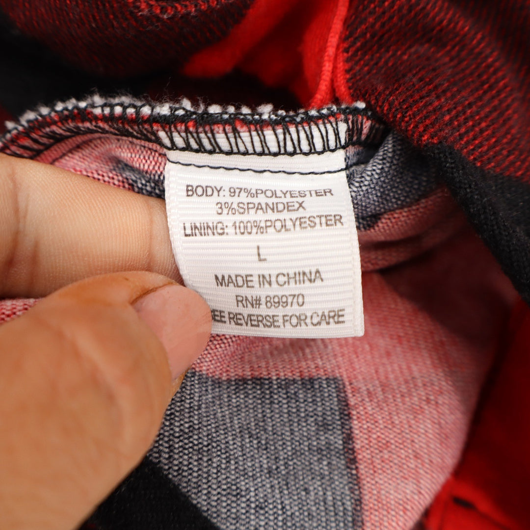 Eden & Olivia Red Black Buffalo Plaid Sherpa Lined Flannel Shirt Large