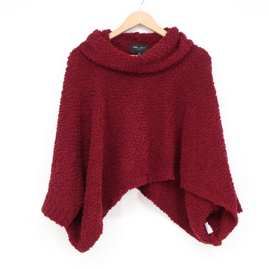 Romeo + Juliet Couture Burgundy Popcorn Knit Cowl Neck Poncho Sweater Small