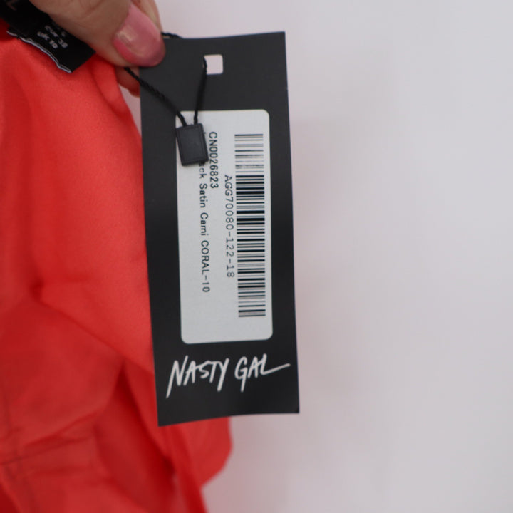 Nasty Gal Cami Women 6 Coral Satin Back Cutout NEW