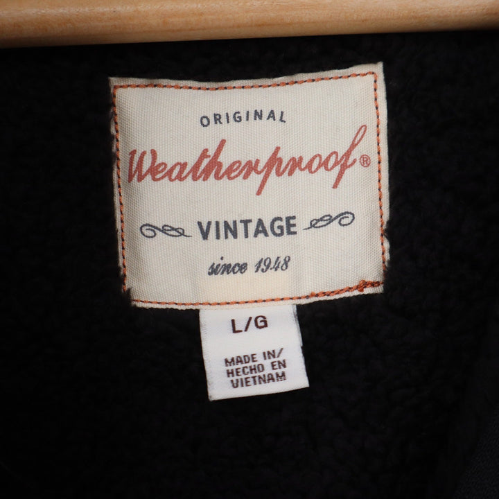 Weatherproof Vintage Mens Large Gray Marled Faux Fur Lined Quarter Zip Pullover