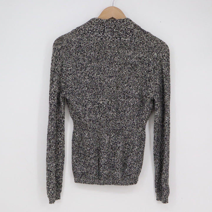 Croft & Barrow Womens Small Black White Shawl Collar Button Cardigan Sweater