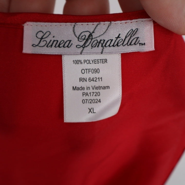 Linea Donatella Slip Dress Womens XL Crimson V-Neck Spaghetti Adjustable Strap