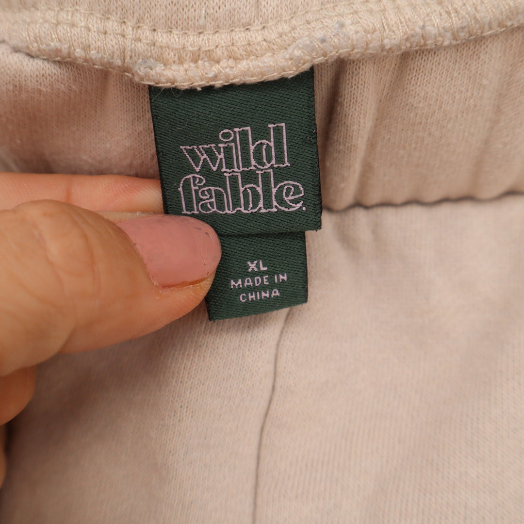 Wild Fable Tan Beige Fleece Sweat Shorts XL High Rise Raw Hem Relaxed Fit