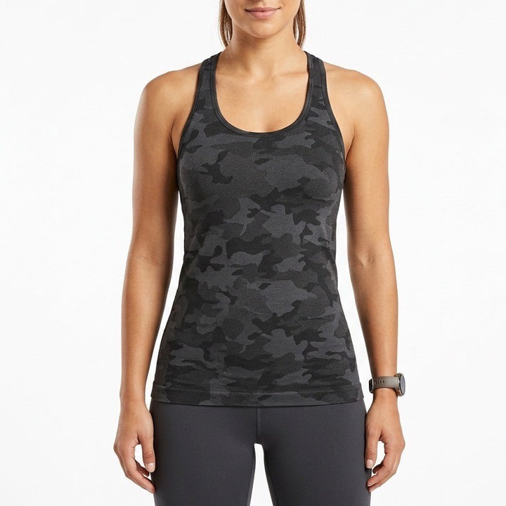 Lululemon Athletica Tank Top Womens Black Camo Racerback Scoop Neck Pullover