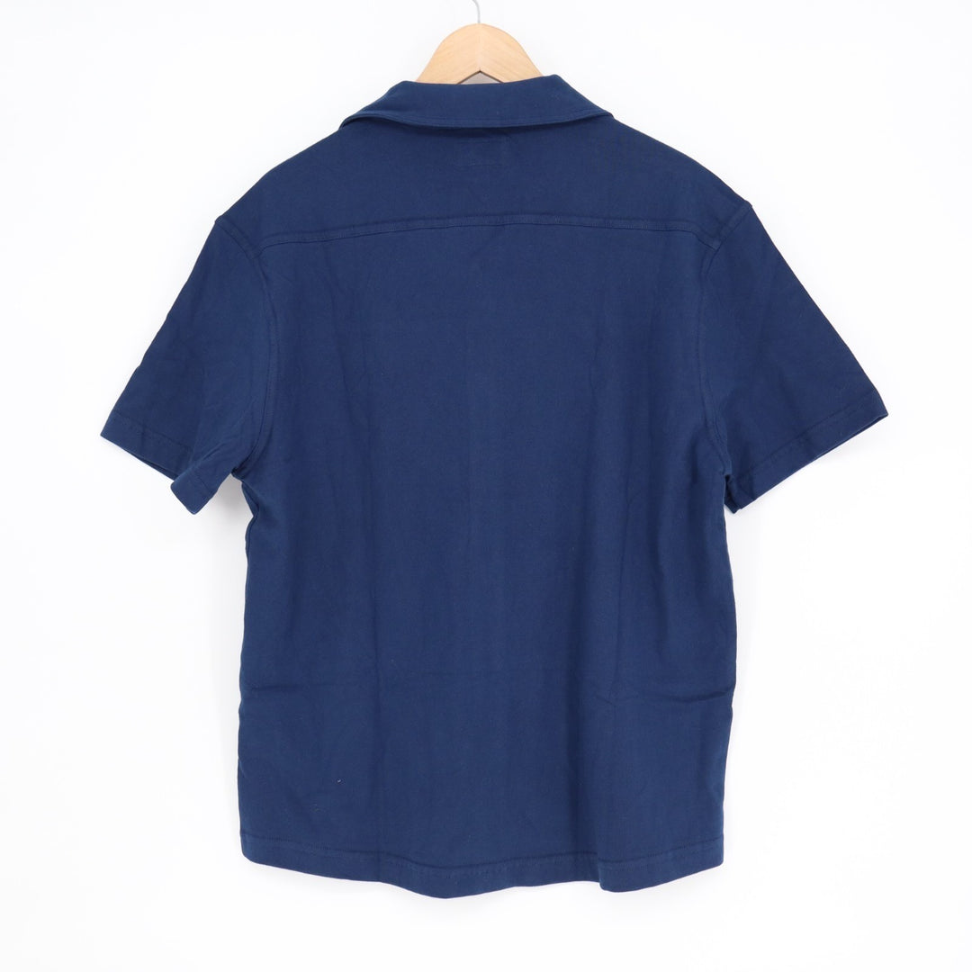American Giant Horizon Shirt Mens M Blue Spread Collar Short Sleeve Button Up