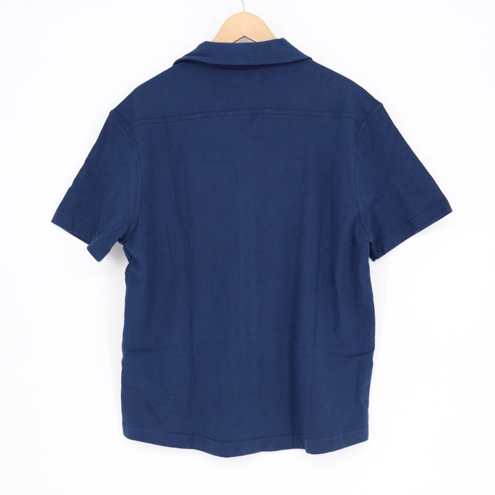 American Giant Horizon Shirt Mens M Blue Spread Collar Short Sleeve Button Up