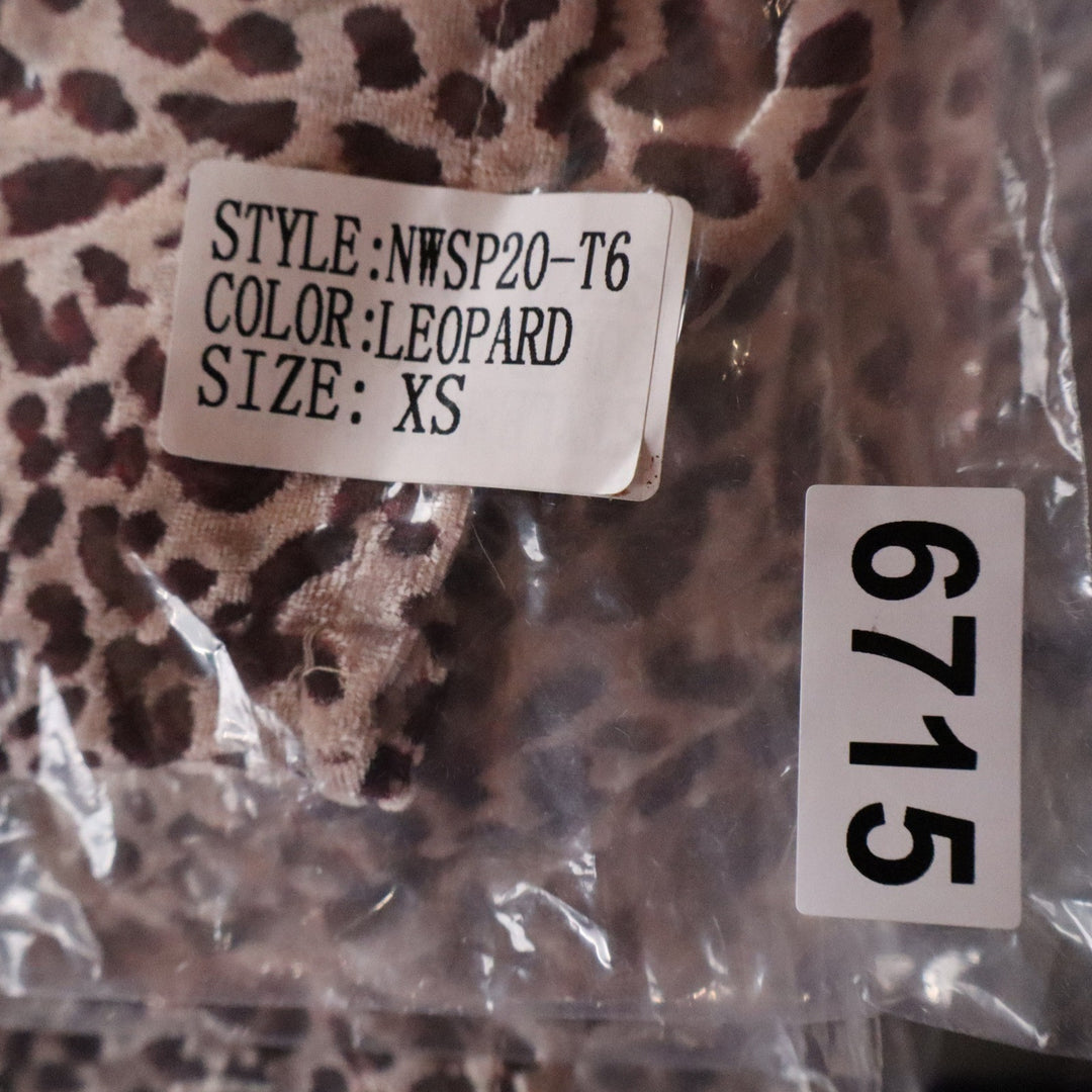 Naked Wardrobe Leopard Print Long Sleeve Crop Top Sweetheart Knot  XS