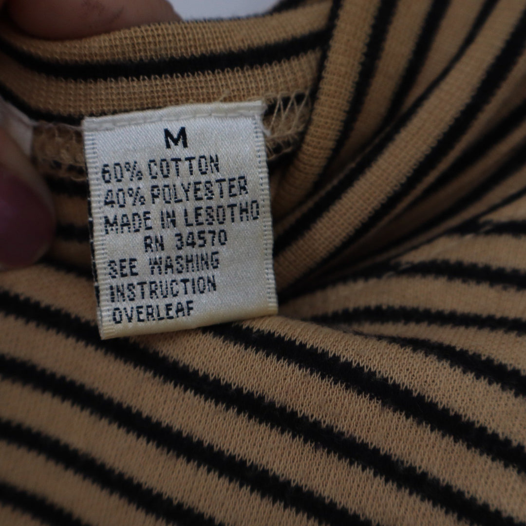 Maxwell Jason Vintage Tan Black Striped Turtleneck Long Sleeve Knit Top Medium