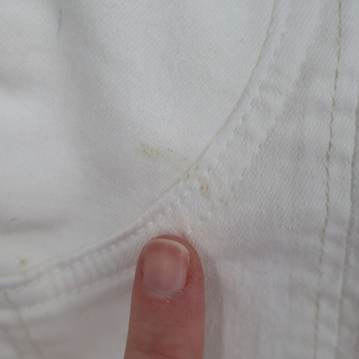 Zara Corset Top Womens Large White Denim Cotton Stretch Back Zip Wide Strap