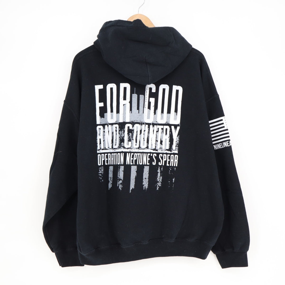 Nine Line Apparel Hoodie Mens XL Black Cotton Graphic Print Kangaroo Pocket