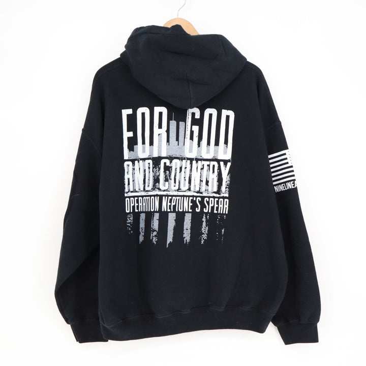 Nine Line Apparel Hoodie Mens XL Black Cotton Graphic Print Kangaroo Pocket