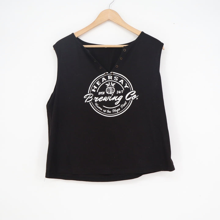 Hearsay Brewing Co Johnny Depp Mega Pint Black Graphic Tank Top XL V-Neck