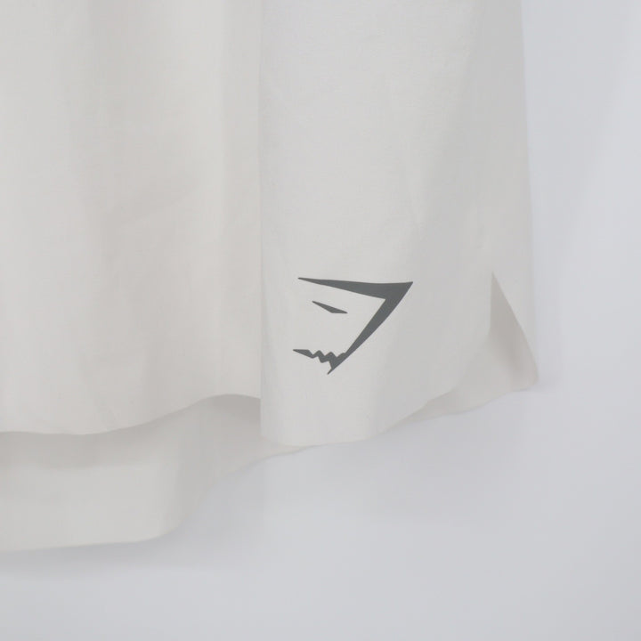 Gymshark Womens White Running Shorts XL Wide Waistband Athletic Activewear