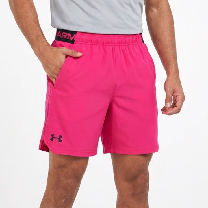 Under Armour Mens Vanish Woven 6in Shorts Pink Black Size S NEW