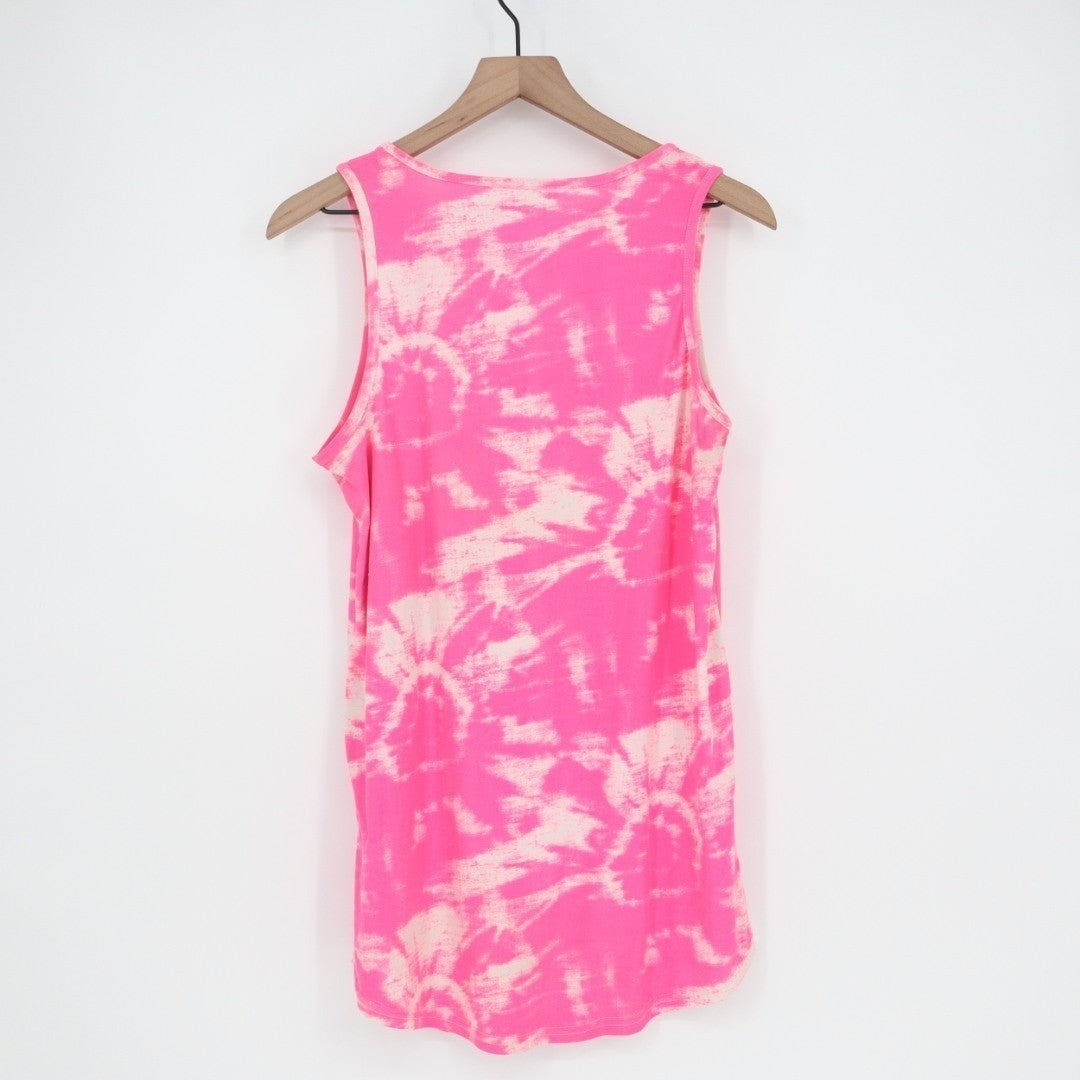 Grumpy & Gorgeous Tank Top Womens XL Pink White Tie Dye Round Neck Wide Strap