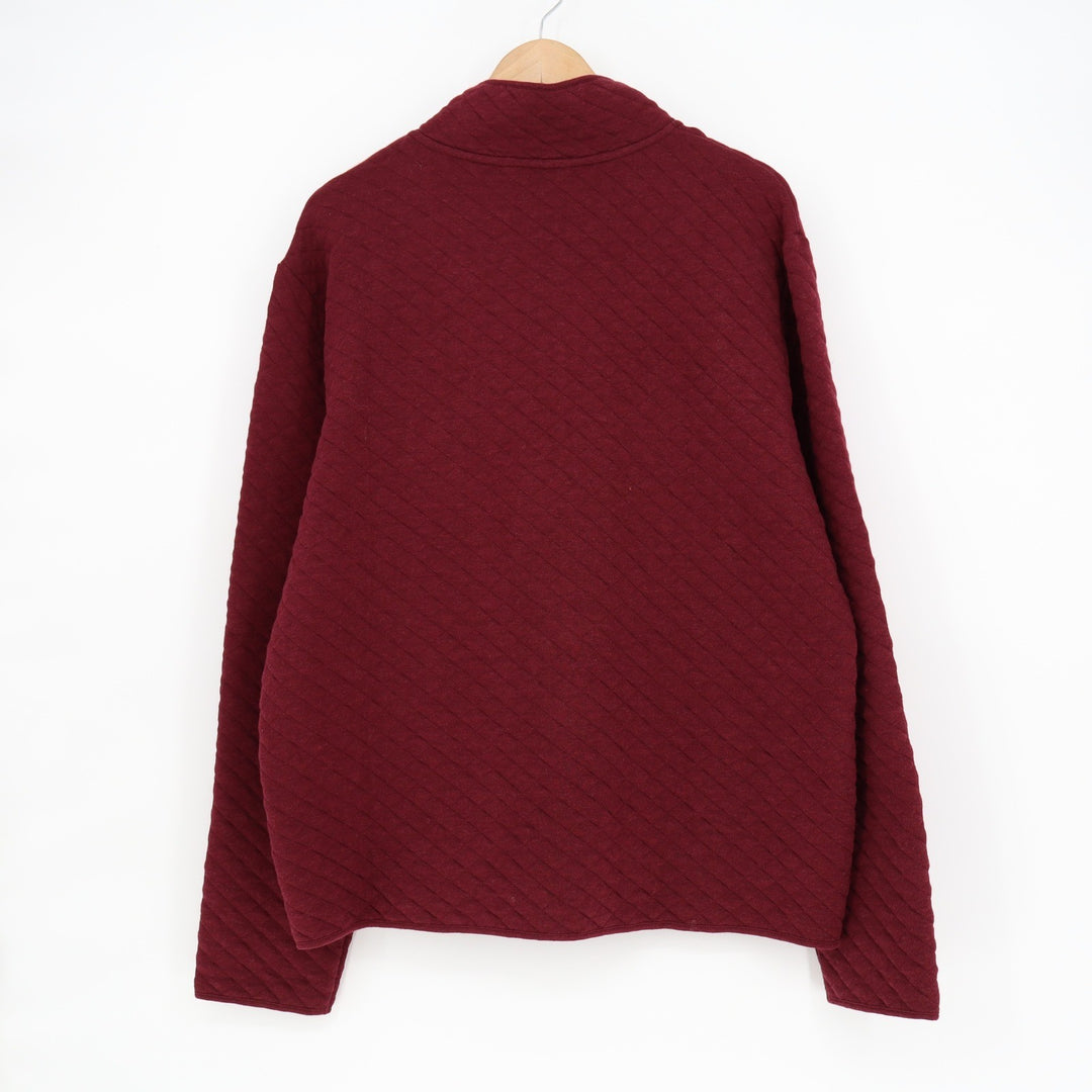 Banana Republic Mens Large Burgundy Quilted Diamond Quarter Zip Pullover Sweater