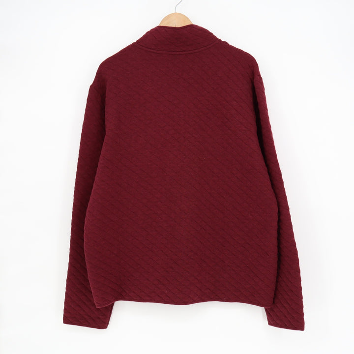 Banana Republic Mens Large Burgundy Quilted Diamond Quarter Zip Pullover Sweater