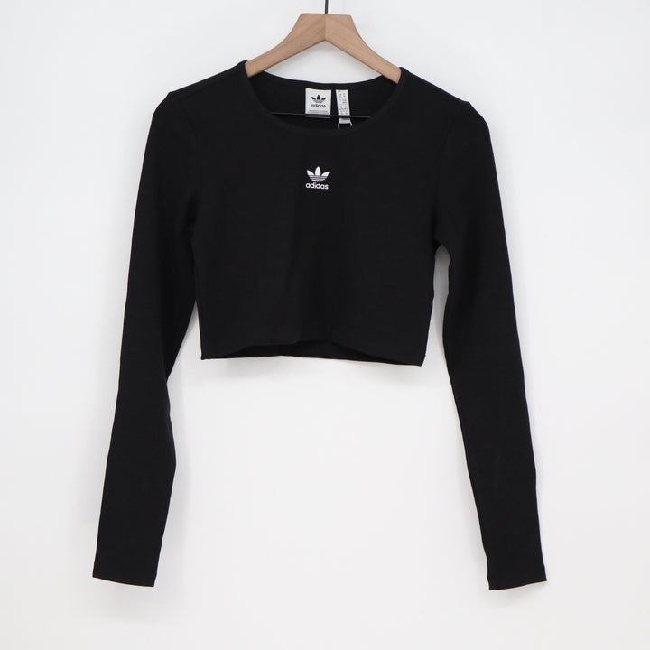 Adidas Originals Womens ESS CROP LS Ribbed Long Sleeve Crop Top Black M