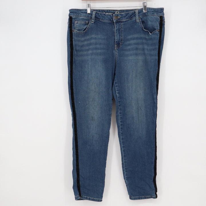 N62 Womens Signature Fit Skinny Jeans Blue Velvet Side Stripe Size 18 Plus