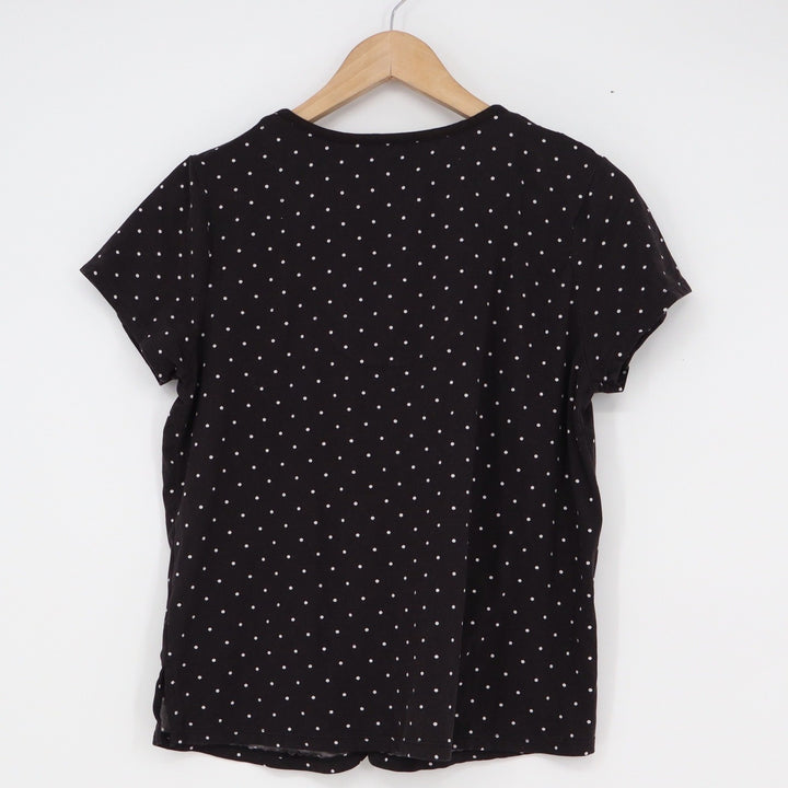Croft & Barrow Womens Petite Small Black Polka Dot Pajama Set Lace Trim PS 10701