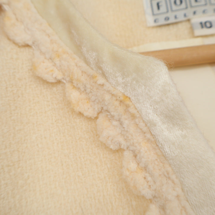 Saks Fifth Avenue Folio Collection Cream Wool Cropped Blazer Jacket Vintage