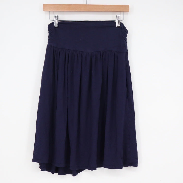 Simlu Navy Blue Pleated Midi Skirt S541 Made in USA Small