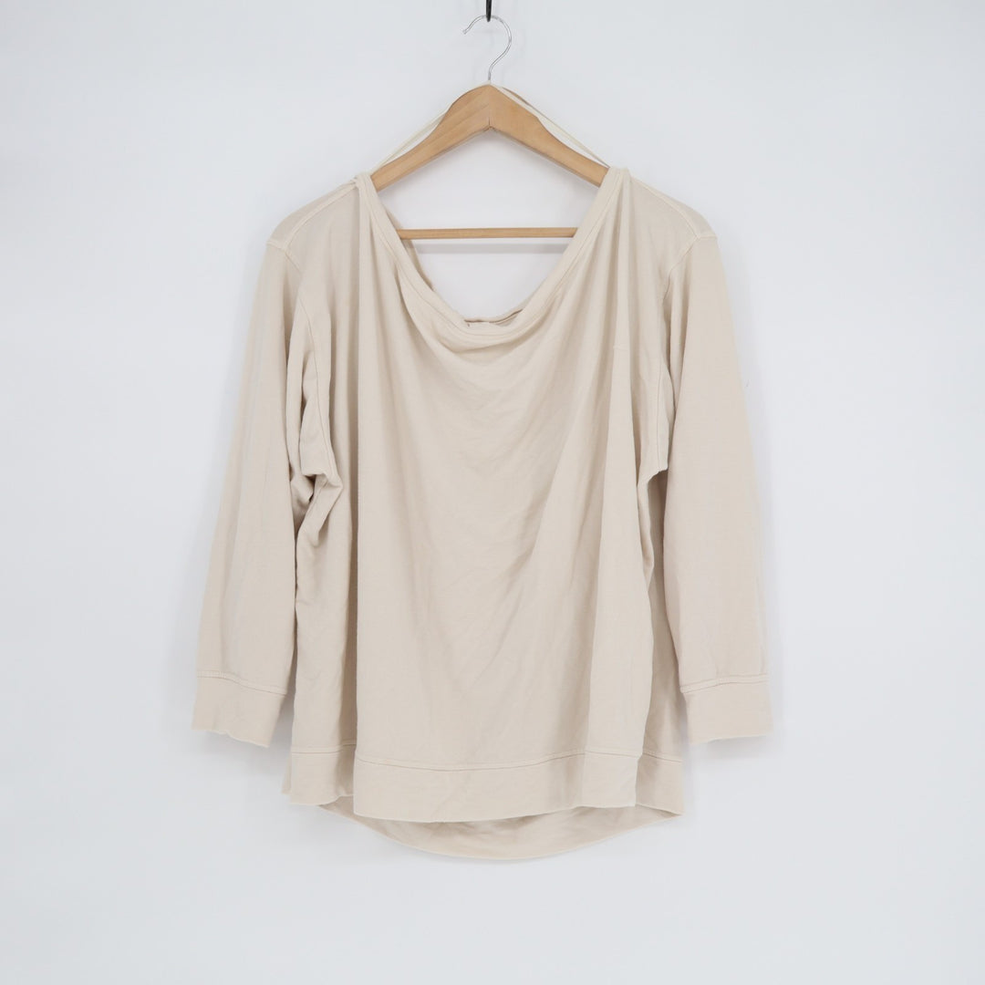 Lululemon Drapey Long Sleeve Shirt Womens L Beige Softstreme Stretch Boat Neck