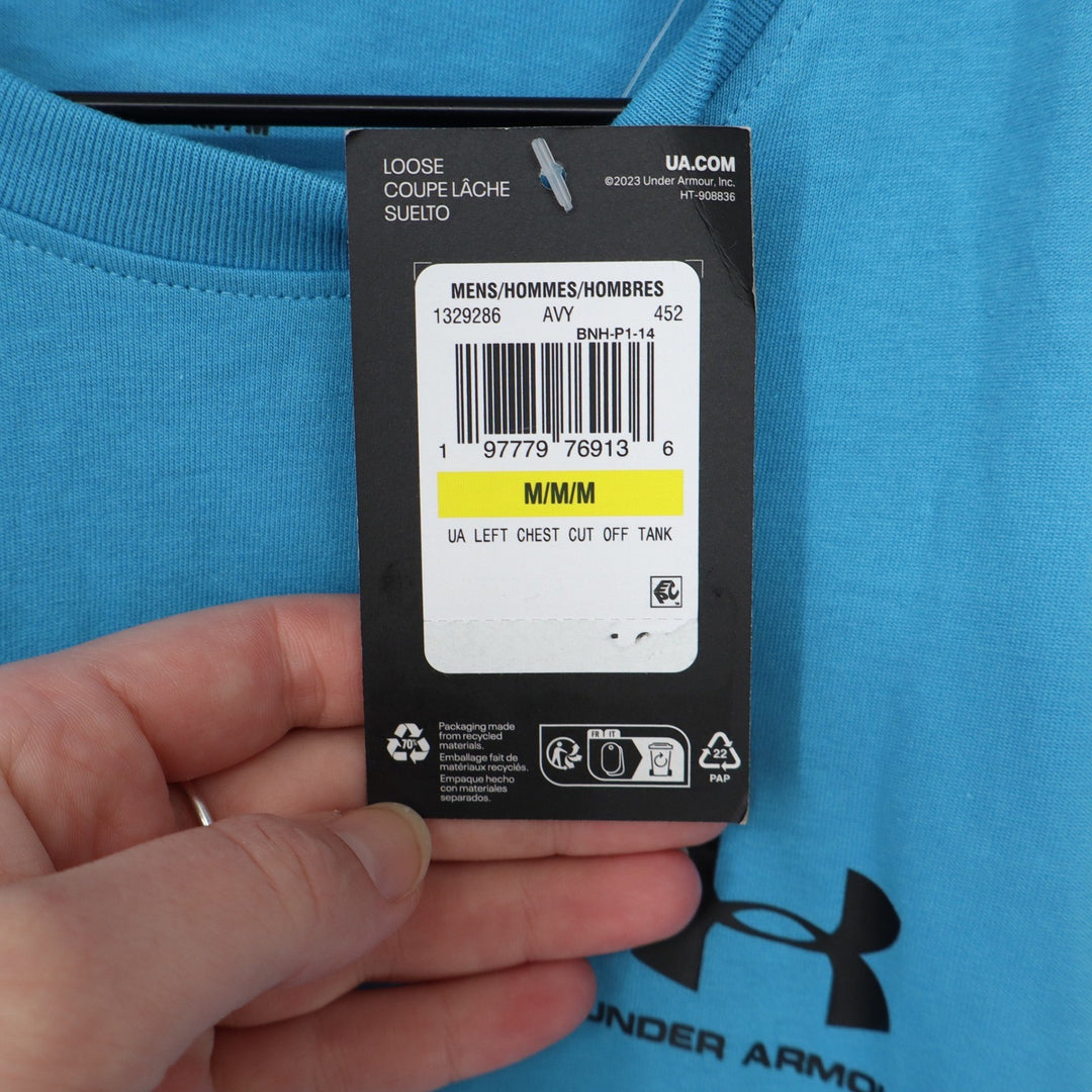 Under Armour Mens Blue Left Chest Cut Off Tank Top 1329286 Size Medium NEW