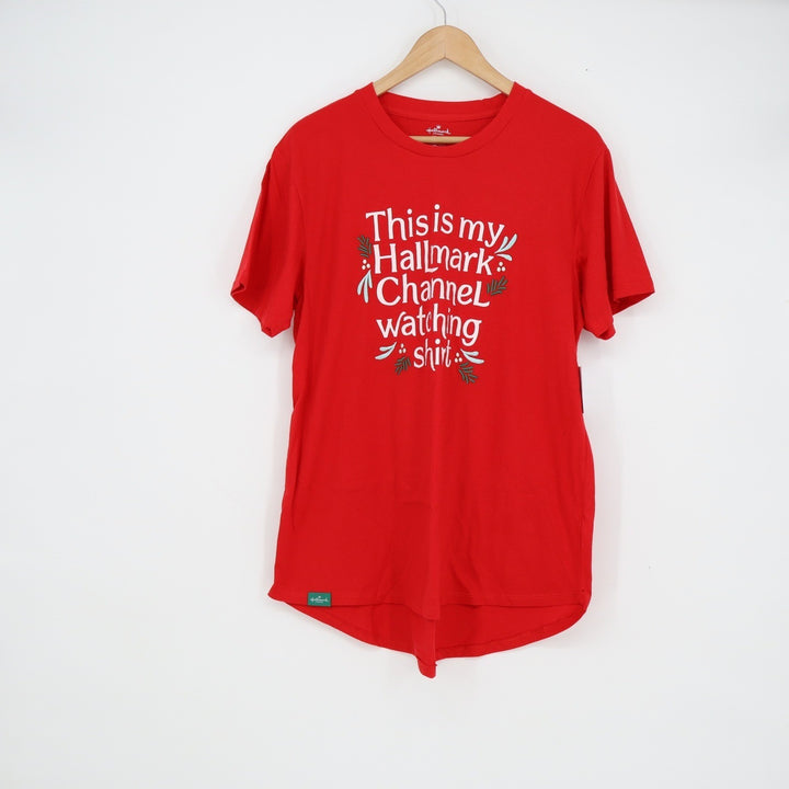 Hallmark Channel Womens Red Graphic T-Shirt XL This Is My Watching Shirt