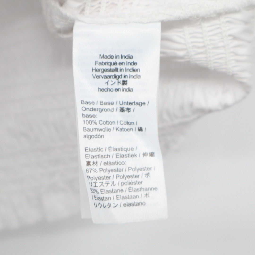 Madewell Poplin Cropped Top Womens L White Cotton Smocked Wide Strap Square Neck