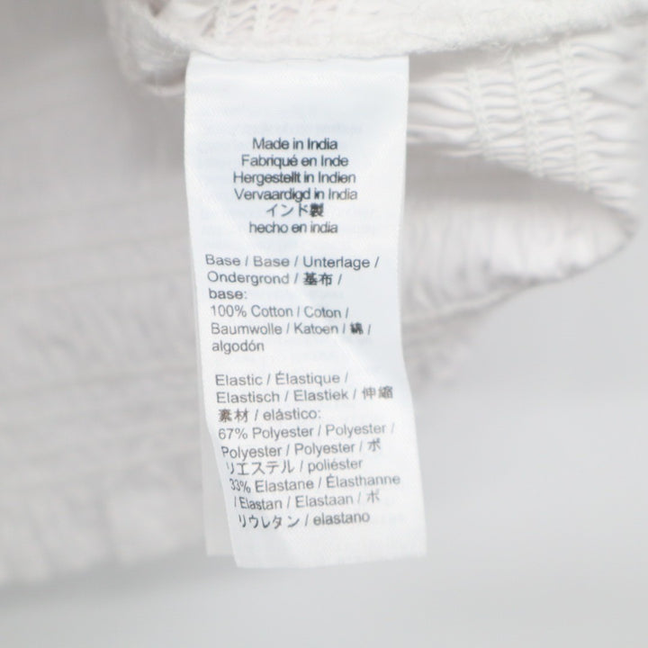 Madewell Poplin Cropped Top Womens L White Cotton Smocked Wide Strap Square Neck