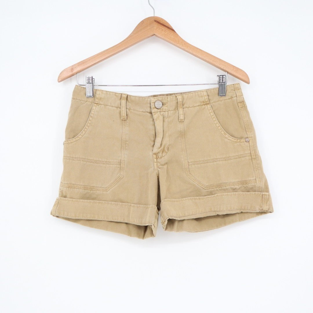 Sanctuary Classic Globe Trotter Shorts Womens 27 Khaki Denim 100% Cotton Cuffed
