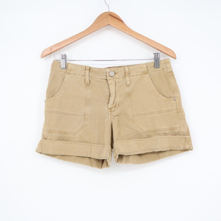 Sanctuary Classic Globe Trotter Shorts Womens 27 Khaki Denim 100% Cotton Cuffed