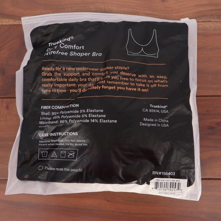 Truekind Daily Comfort Wireless Shaper Bra Women 2XL Beige Stretch Full Coverage