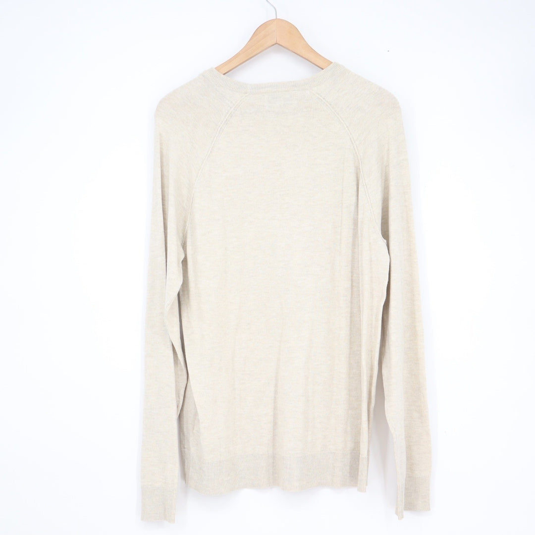 Old Navy Mens Large Oatmeal Beige Raglan Sleeve Crew Neck Cotton Blend Sweater