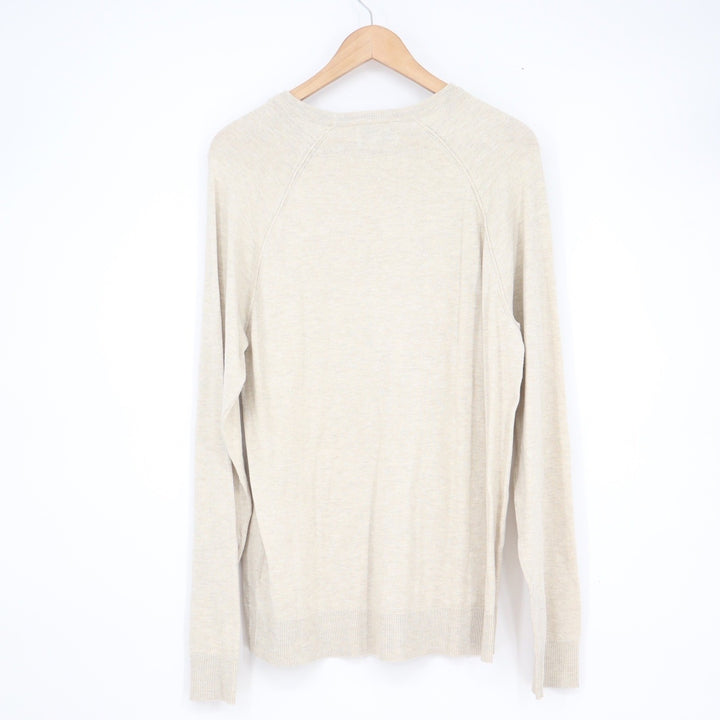 Old Navy Mens Large Oatmeal Beige Raglan Sleeve Crew Neck Cotton Blend Sweater